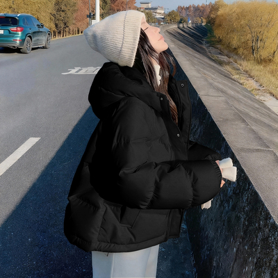 真维斯连帽短款羽绒服冬装厚外套