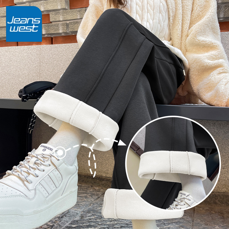 真维斯拼接直筒裤女2025新款