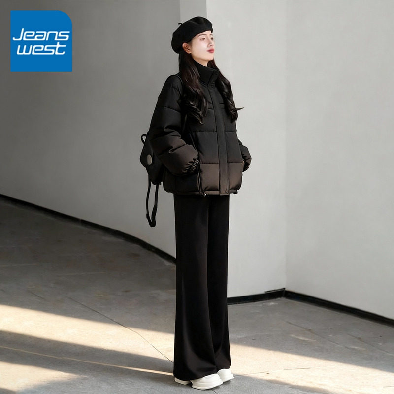 NOA真维斯黑色羽绒服女短款2026新款冬季宽松面包服立领保暖外套,女装/女士精品,羽绒服,淘宝优惠券,粉丝福利购,淘宝优惠卷