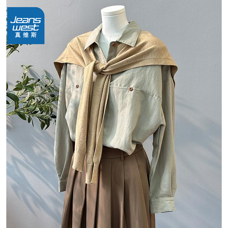 柔和衬衫长袖日常外穿叠穿女衬衣