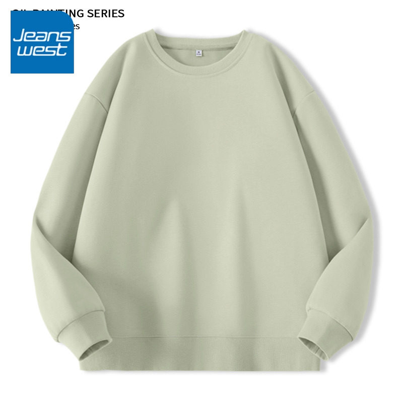 KV真维斯绿色圆领卫衣女春秋款2025新款长袖美式慵懒宽松上衣外