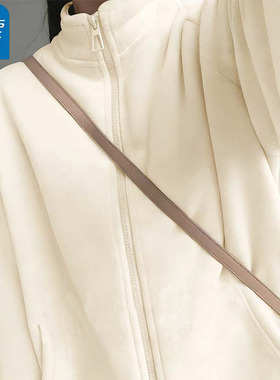 KHV真维斯白色摇粒绒外套女2025秋冬季新款加绒冲锋衣内胆抓绒衣