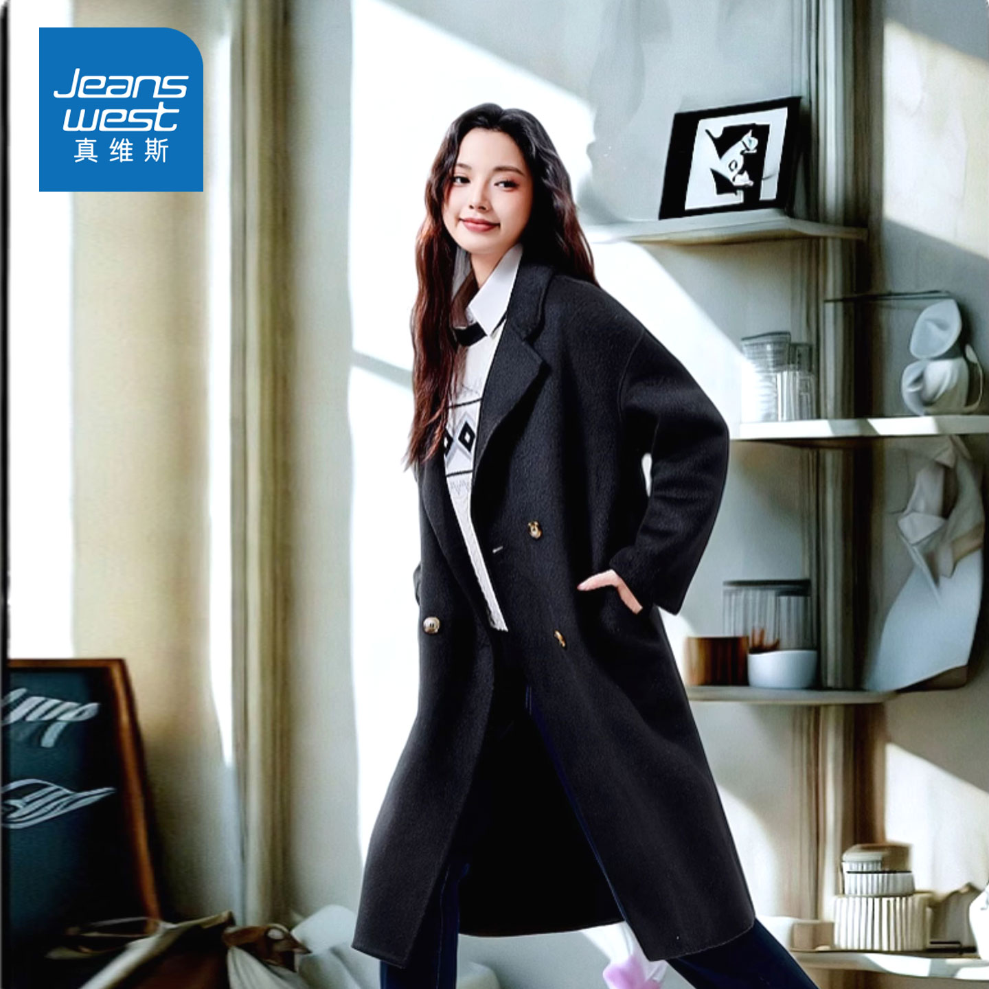 真维斯大衣女中长款轻奢高级感