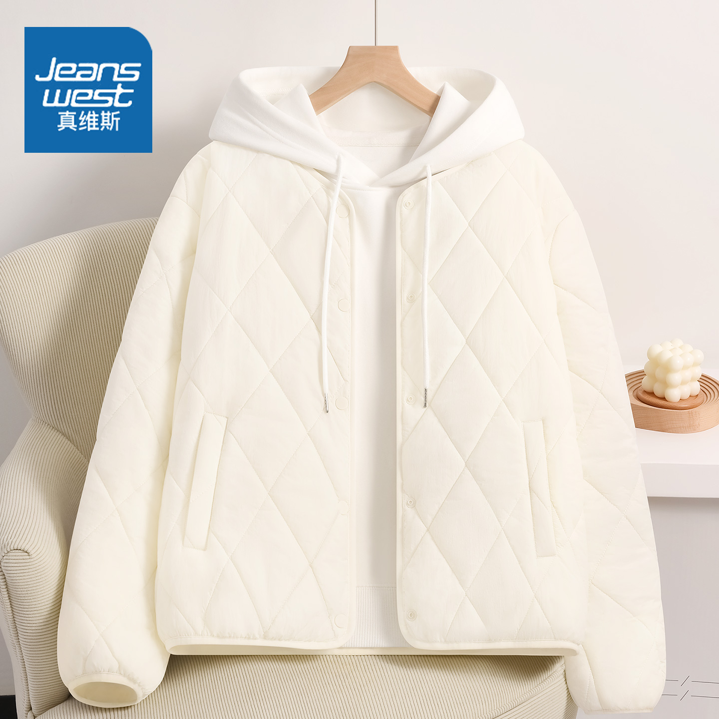 真维斯无领棉服女款2025新款秋冬