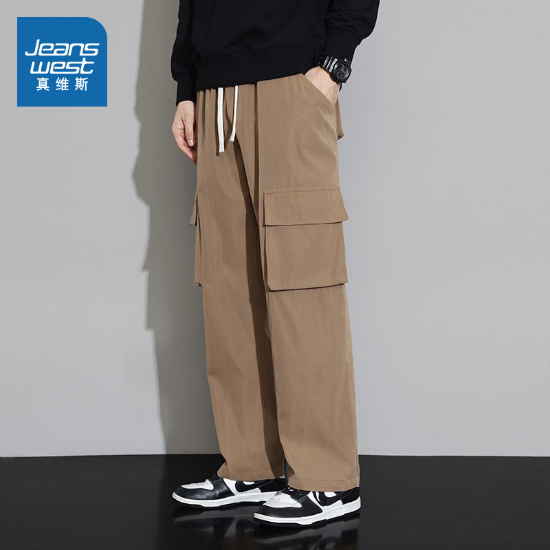 LR真维斯显高工装风男装休闲裤 2026春季新品港风宽松抽绳裤子