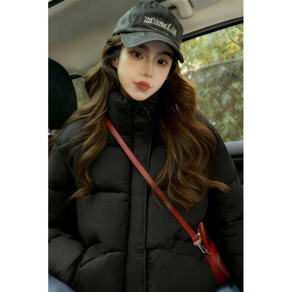 真维斯黑色棉服女款2025新款冬