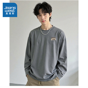 T恤休闲款 LUCK字母印花长袖 日常穿搭上衣 2025年秋季 YD真维斯男款