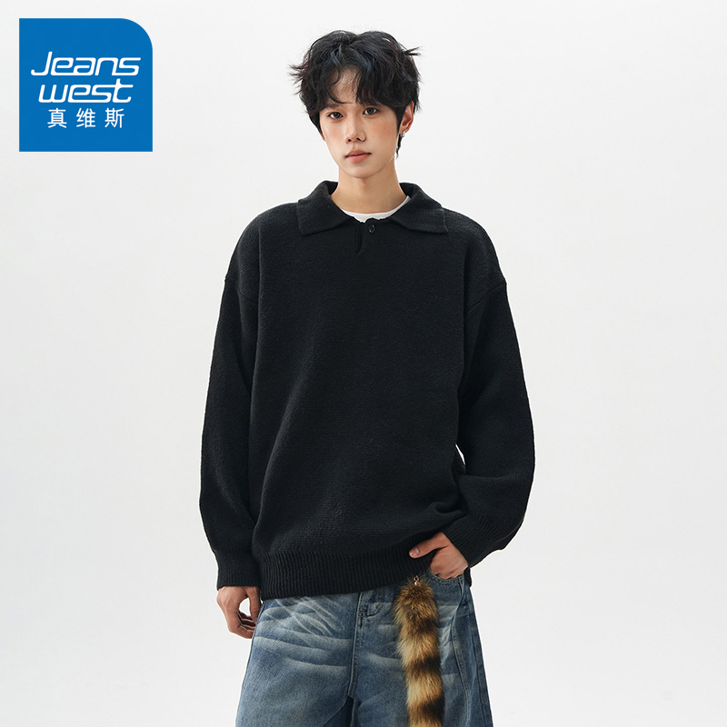 N5真维斯毛衣男2025新款秋冬季宽松保暖翻领内搭打底衫男款针织衫