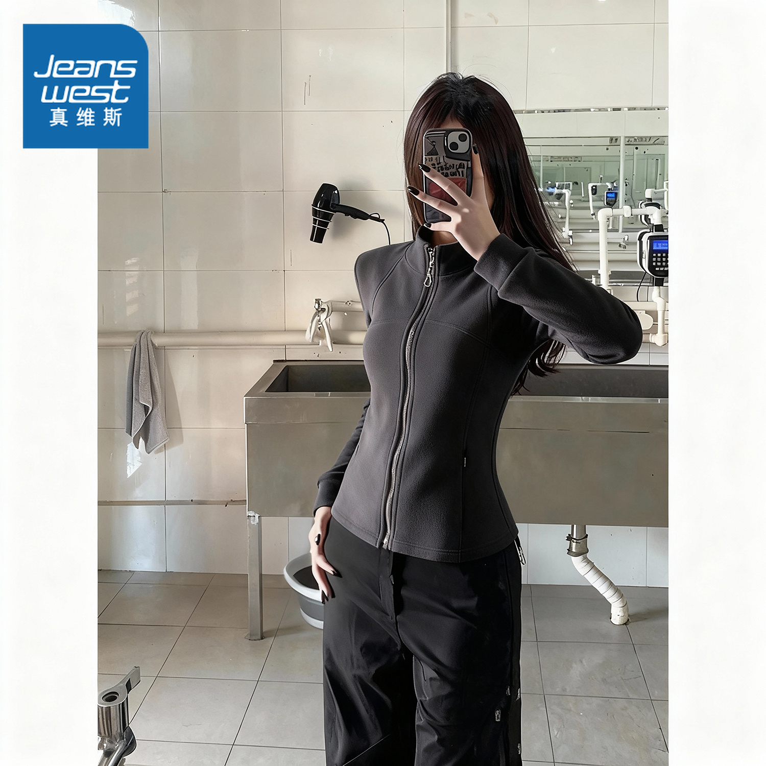 NOW真维斯摇粒绒外套女2025新款秋冬冲锋衣内胆抓绒卫衣立领上衣