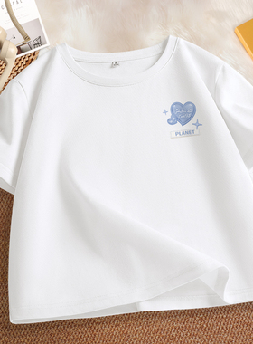 KV真维斯白色短款t恤女夏2025新款休闲百搭纯棉圆领短袖正肩上衣