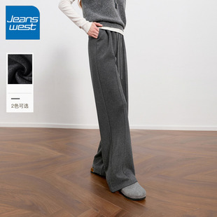 子醋酸羊毛直筒休闲裤 NOA真维斯加绒直筒裤 保暖裤 冬季 女2025新款