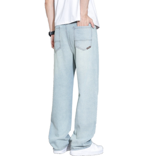 KZ真维斯直筒宽松牛仔裤男士2026新款春夏浅蓝色痞帅炸街男装裤子