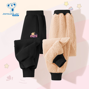 460g羊羔绒双切线加绒保暖舒适卫裤 JU真维斯女童2025冬季 新款