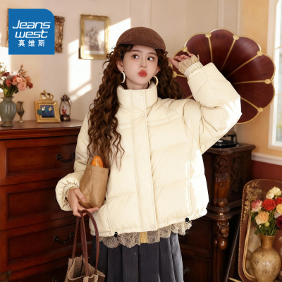 真维斯女冬新款立领短羽绒服外套