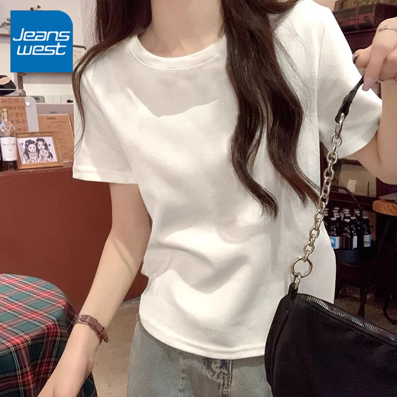 真维斯白色短袖t恤女夏2025新款