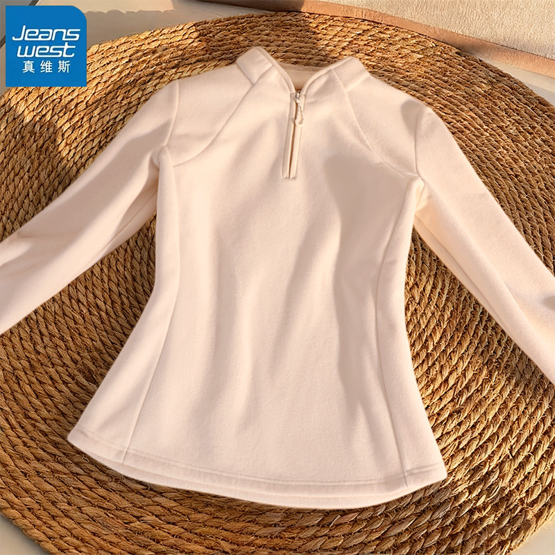 真维斯半开领摇粒绒卫衣上衣外套