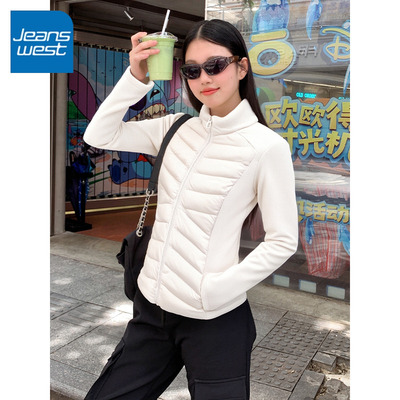 NOA真维斯白色加绒外套女2025新款冬季修身摇粒绒冲锋衣内胆上衣