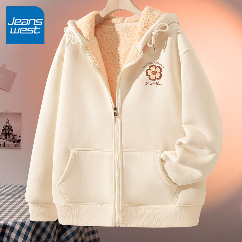 真维斯羊羔绒开衫女冬季2024新款