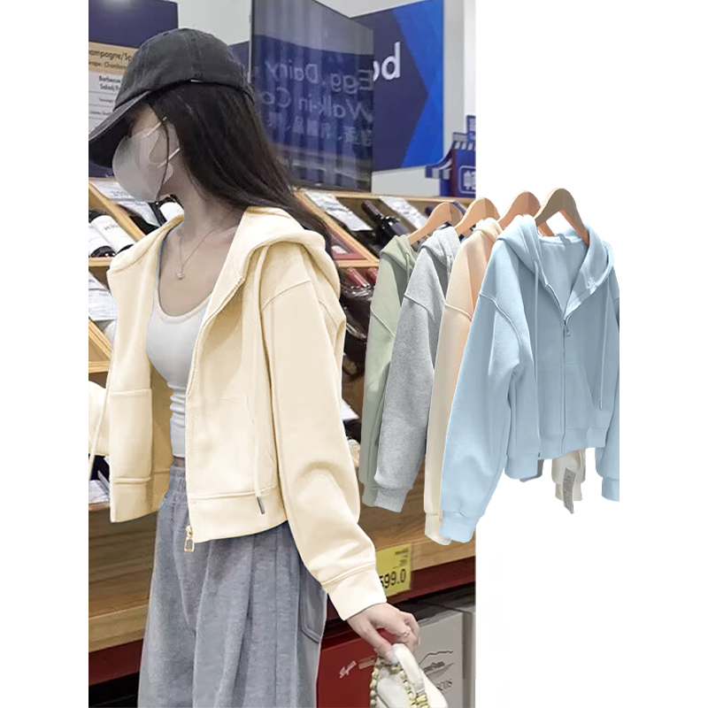 NOW真维斯连帽卫衣女2025新款爆款春秋季小个子韩系短款外套上衣