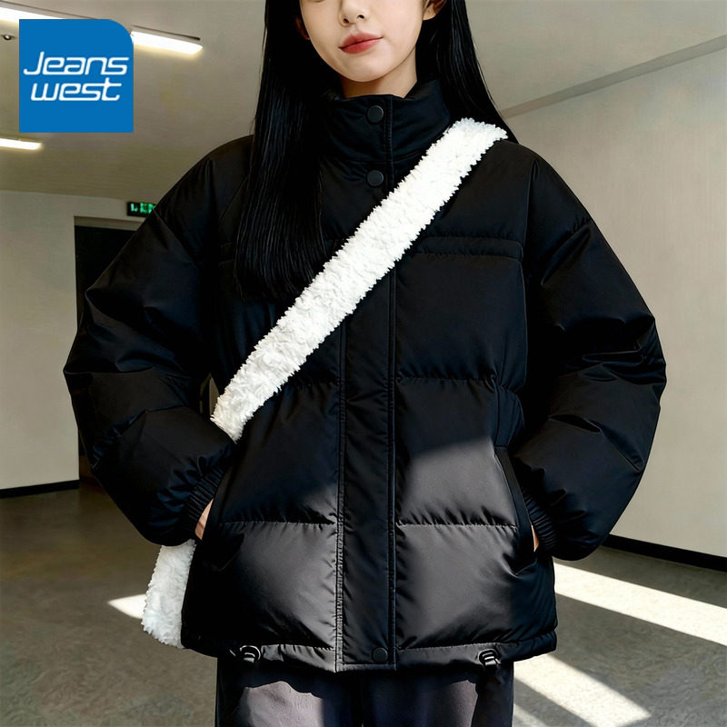 真维斯立领短羽绒服女2025新款