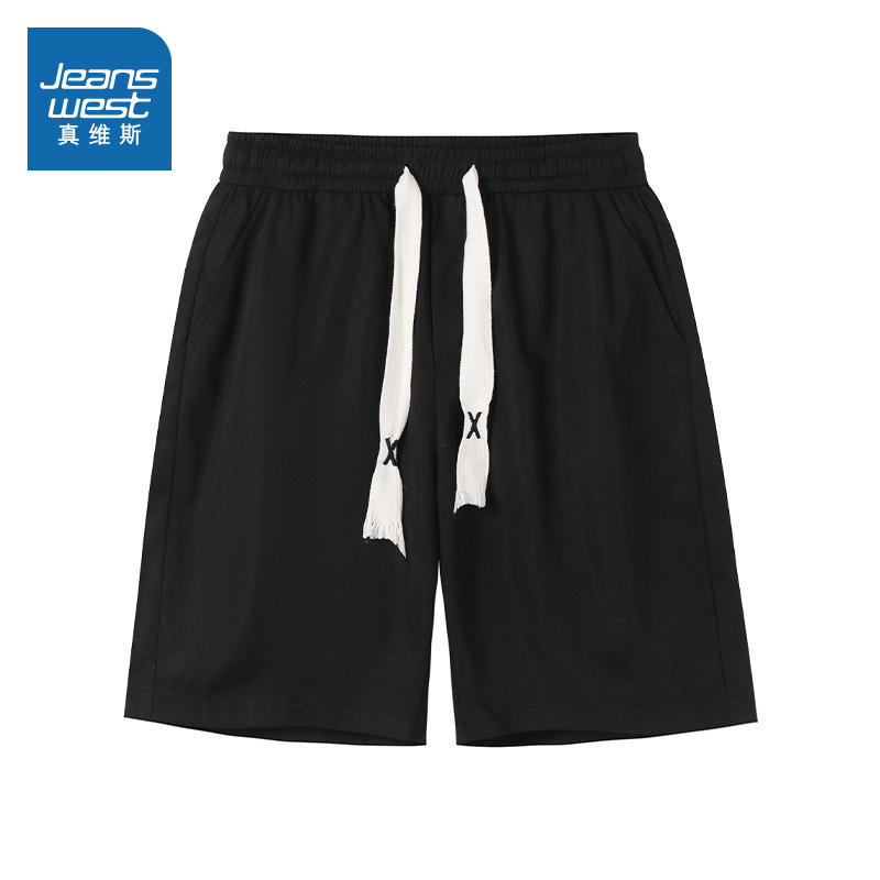 男式宽松直筒抽绳款短裤真维斯