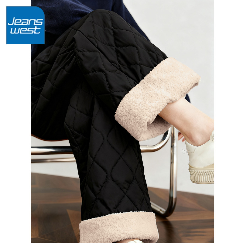 真维斯撞色绗棉休闲裤女2025新款