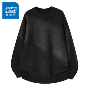 秋冬季 针织衫 美式 上衣服男款 宽松圆领男装 N5真维斯毛衣男2025新款