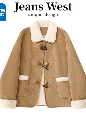 NOA真维斯加绒外套女 2025新款冬季加厚麂皮绒羊羔绒皮毛一体外套