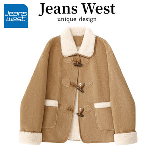 NOA真维斯加绒外套女 2025新款冬季加厚麂皮绒羊羔绒皮毛一体外套