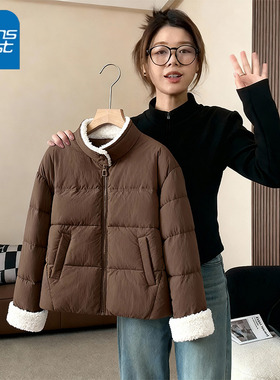 KV真维斯短款棉服女2025新款秋冬季立领厚实保暖棉衣小个子外套女