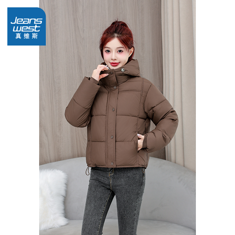 真维斯女装连帽保暖纯色外套