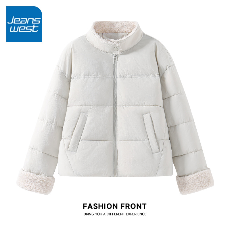 真维斯立领短棉服女2025新款