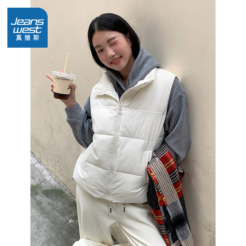 NOW真维斯棉马甲女秋冬2025新款小个子无袖坎肩外套保暖外穿背心