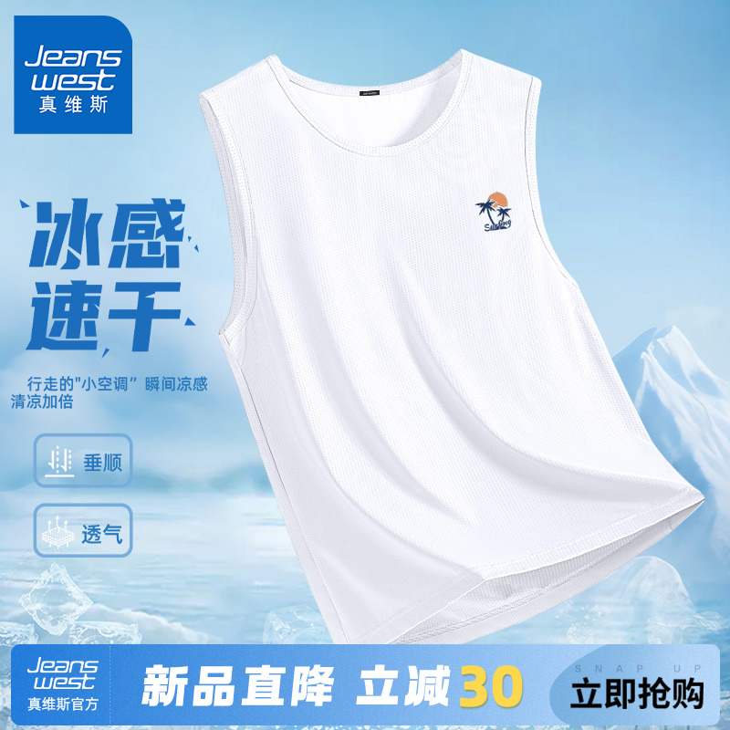 GV真维斯冰丝网眼背心男款夏篮球运动速干t恤男2025新款无袖坎肩C
