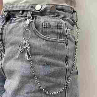 欧美包包挂链宝剑圆珠十字架腰链龙虾扣头潮男朋克美式牛仔裤链潮