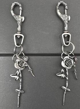 CGYYDS风忧郁的富二代玫瑰erd风格浮雕银裤链钥匙挂饰男女潮做旧