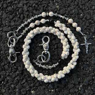 白松石骨头裤链原创手作拼接美式小众包包挂件穿搭配饰CH扣头腰链