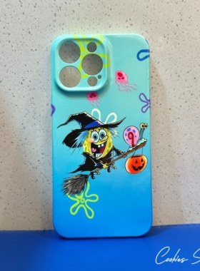 海绵宝宝插画iPhone15/14PROMAX菲林原创手机壳亮面硬壳个性苹果13/12PRO适用安卓RENO11/nova9