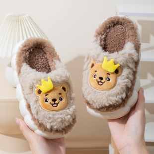 保暖女童棉拖鞋 儿童拖鞋 冬男童室内家居可爱卡通中小童宝宝棉拖鞋