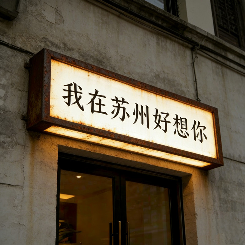 门头生锈复古灯箱铁锈招牌led背发光门头仿锈镂空广告牌户外定做