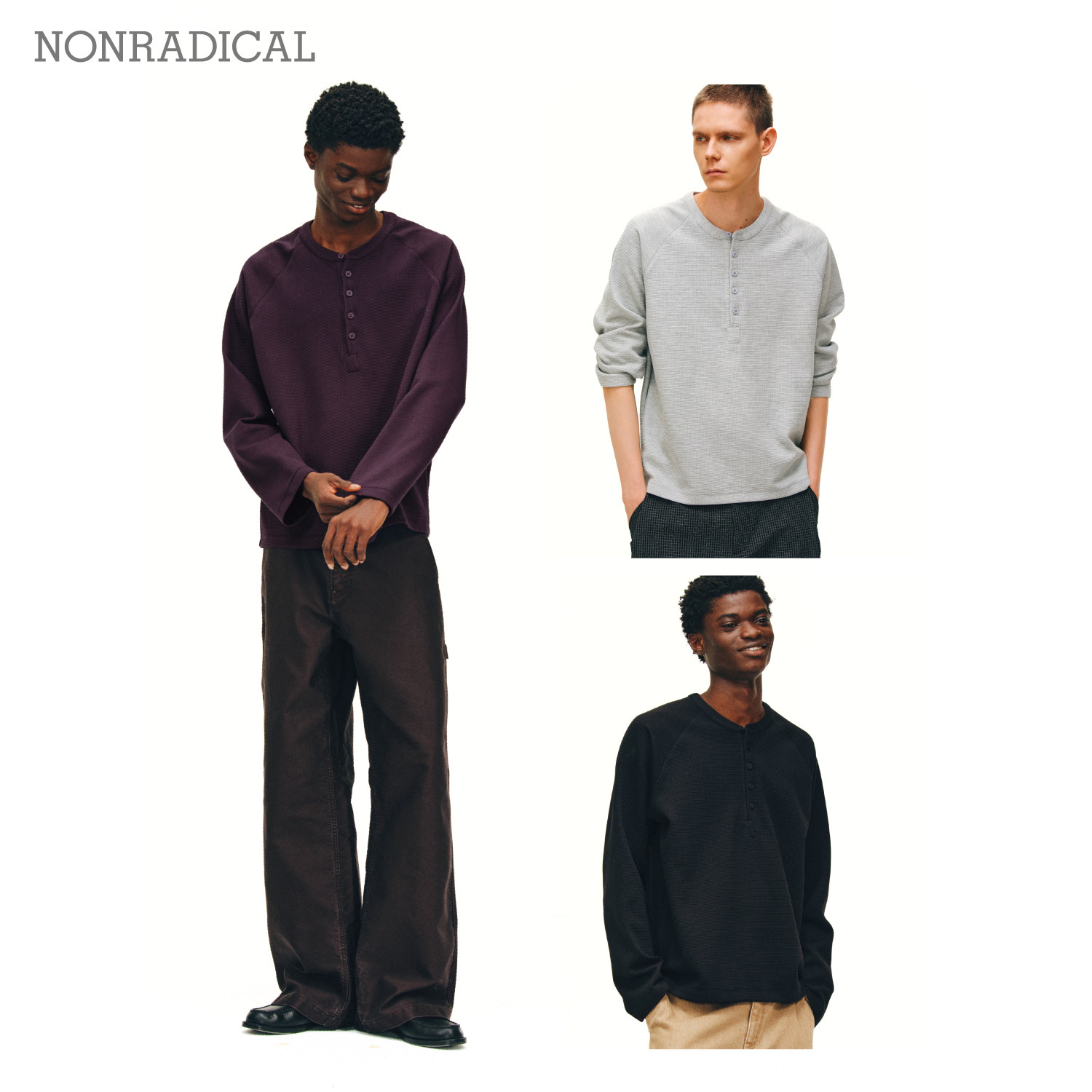 「华夫格」插肩袖长袖T恤 NONRADICAL,男装,T恤,淘宝优惠券,粉丝福利购,淘宝优惠卷