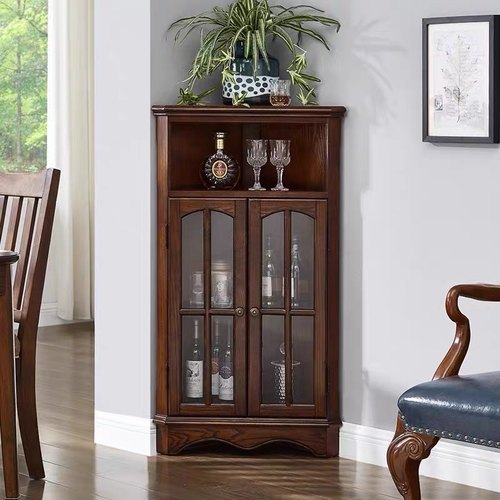 美式全实木转角柜家具客厅沙发墙边角储物三角形餐厅置物矮柜酒柜