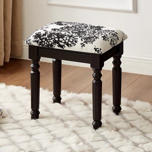 中古风黑色复古妆凳网红梳妆凳卧室培训用法式实木古筝凳子钢琴凳