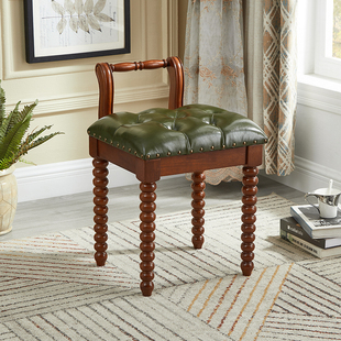 美式实木梳妆凳时尚现代简约化妆凳欧式美甲凳琴凳卧室梳妆台凳子