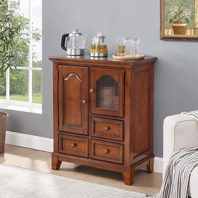 美式全实木茶水柜烧水壶一体客厅靠墙储物餐边柜玻璃门沙发侧边柜,住宅家具,餐边柜,淘宝优惠券,粉丝福利购,淘宝优惠卷