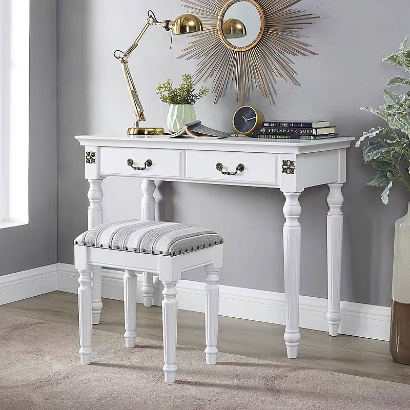 美式书桌简约实木家用办公桌学生写字台欧式电脑台式桌卧室桌子