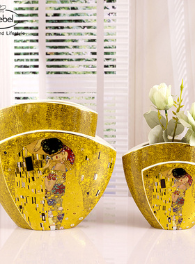 德国Goebel进口陶瓷花瓶欧式客厅玄关桌面干花花瓶家居饰品Klimt