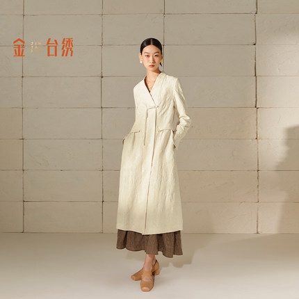 金台绣新中式风衣秋季新款优雅大气提花肌理感商场同款J36853