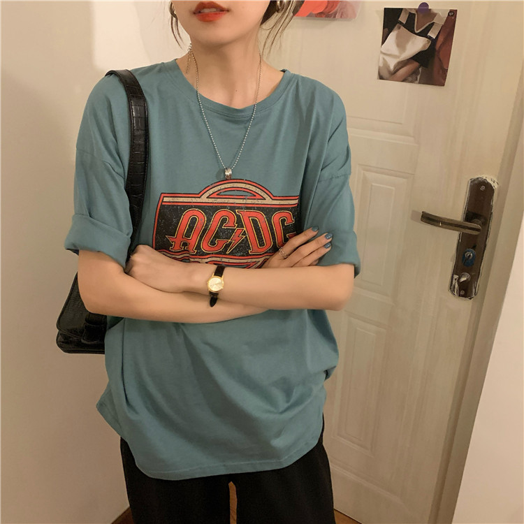 Real price chic Hanfeng loose and thin printing letter large T