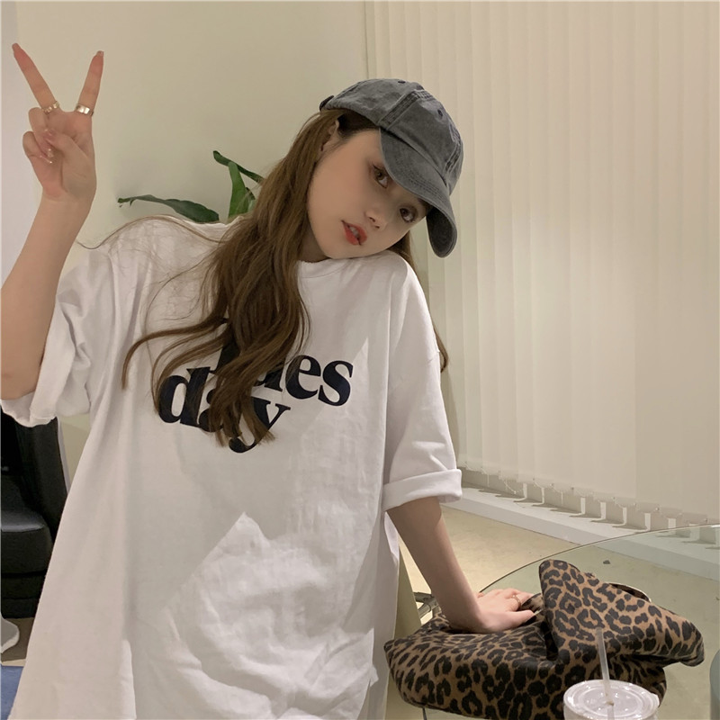 Real price early spring new loose and thin letter printed T-shirt